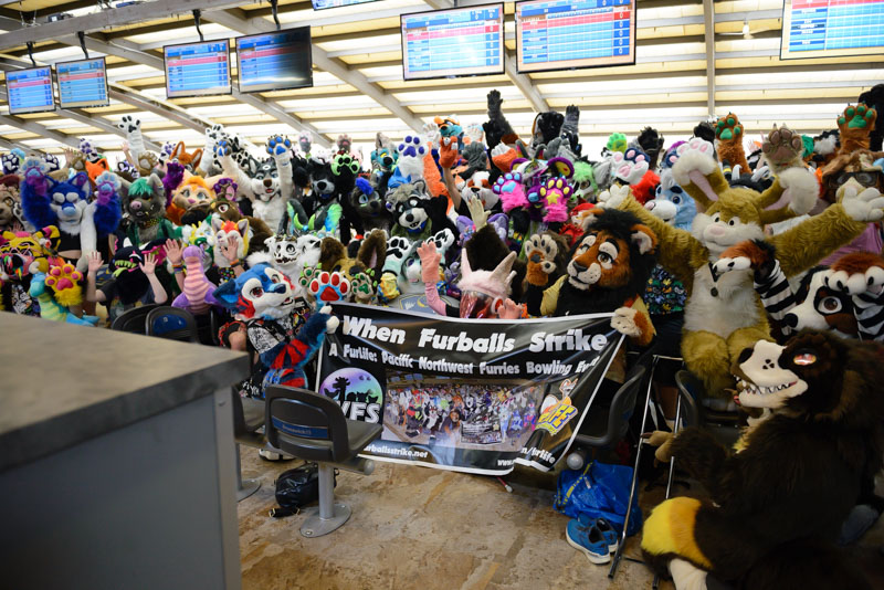 Furries assemble for group photo.